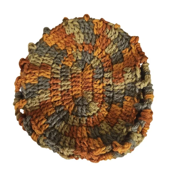 Handmade Granny Square Crochet Beanie Fall Multicolor Ribbed  display picture 1